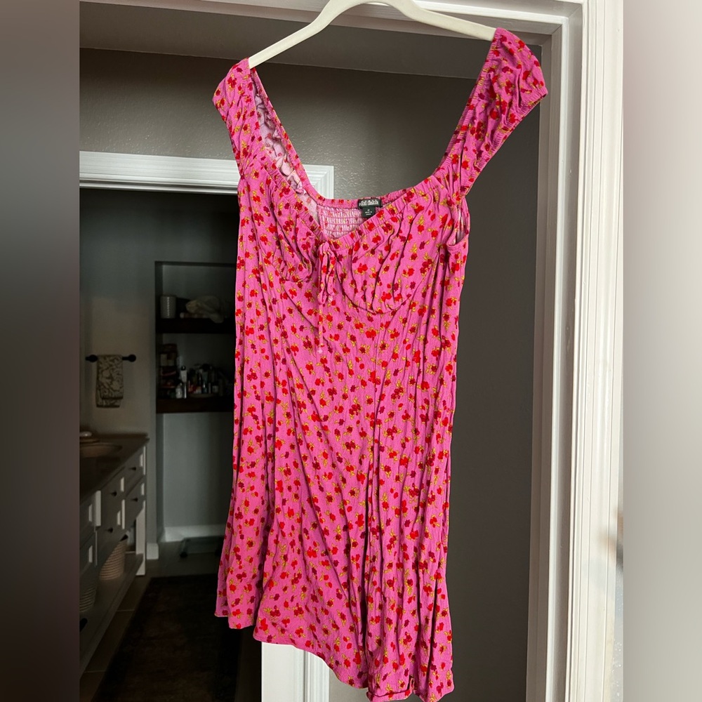 Wild fable Pink Mini Dress with Red Floral Print